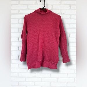 Bartoloni Womens Medium Red Ribbed Mockneck Wool Cashmere Blend Sweater Academia